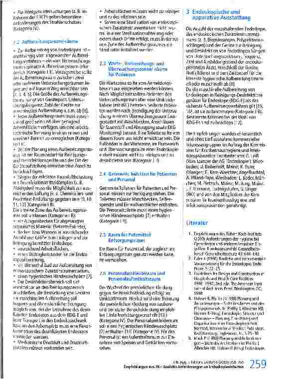 Vorschauseite 2: Anforderungen der Hygiene an die baulich-funktionelle Gestaltung und apparative Ausstattung von Endoskopieeinheiten