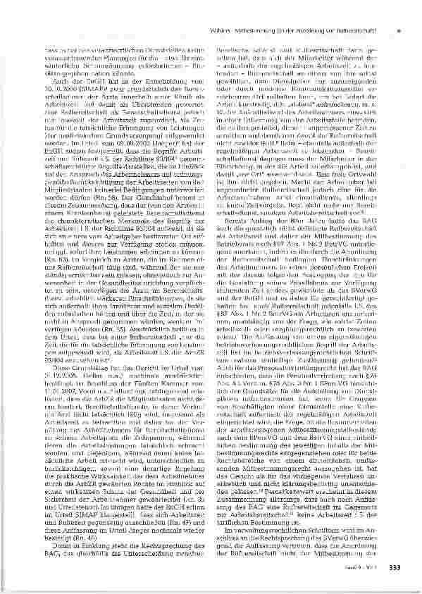 Vorschauseite 2: Mitbestimmung bei der Anordnung von Rufbereitschaft?