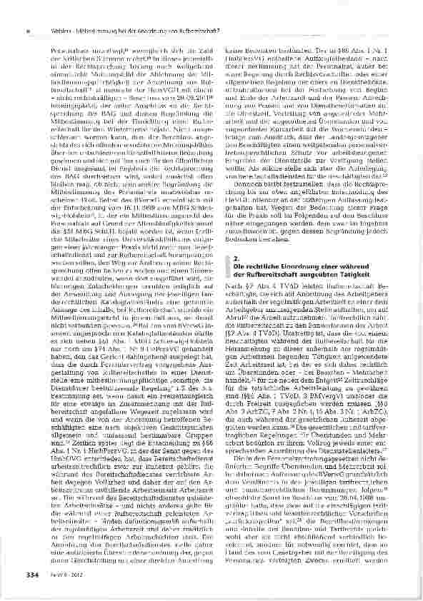 Vorschauseite 3: Mitbestimmung bei der Anordnung von Rufbereitschaft?