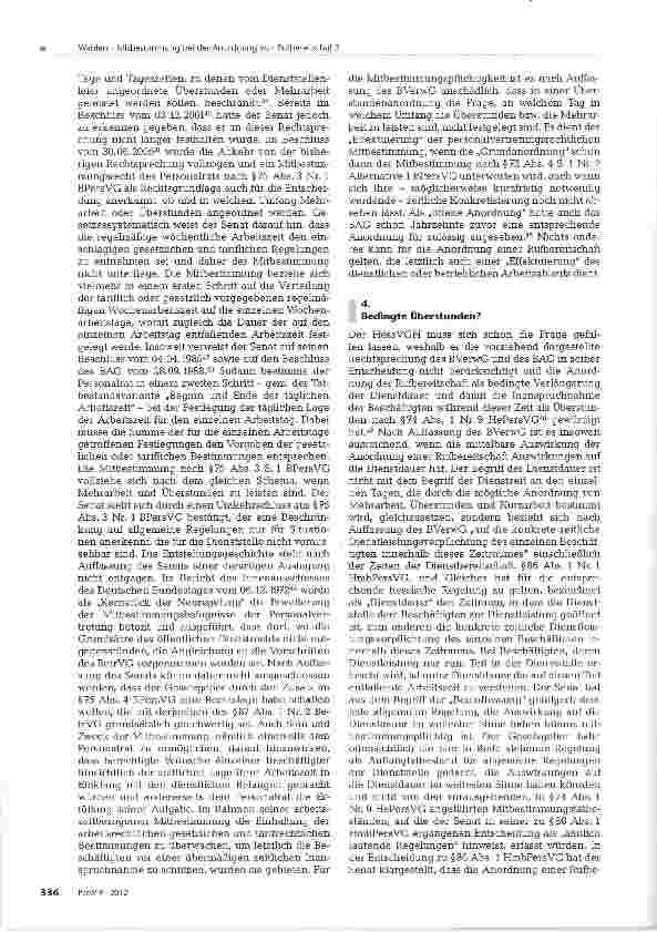 Vorschauseite 5: Mitbestimmung bei der Anordnung von Rufbereitschaft?
