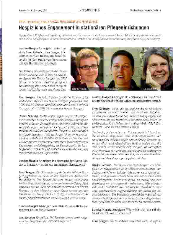 Vorschauseite 1: Hospizliches Engagement in stationären Pflegeeinrichungen