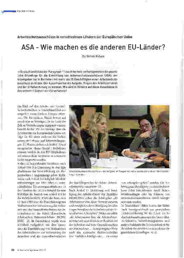Vorschauseite 1: ASA - Wie machen es die anderen EU-Länder?
