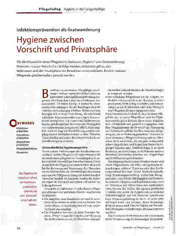Vorschauseite 1: Hygiene zwischen Vorschrift und Privatsphäre