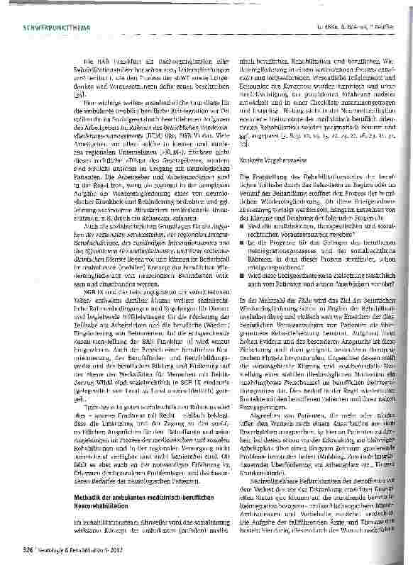 Vorschauseite 6: Ambulante/mobile berufliche Wiedereingliederung in der Neurologie Ein Beitrag zur Gestaltung der Neurologischen Rehaphase