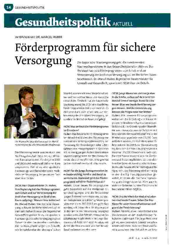 Vorschauseite 1: Förderprogramm für sichere Versorgung
