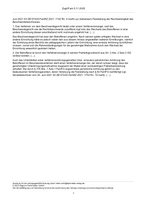 Vorschauseite 2: Zur Unterbringung – §§ 62, 319 Abs. 1 Satz 1 FamFG; Art. 2 Abs. 2 und 103 GG