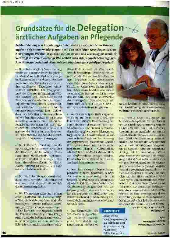 Vorschauseite 1: Grundsätze für die Delegation ärztlicher Aufgaben an Pflegende