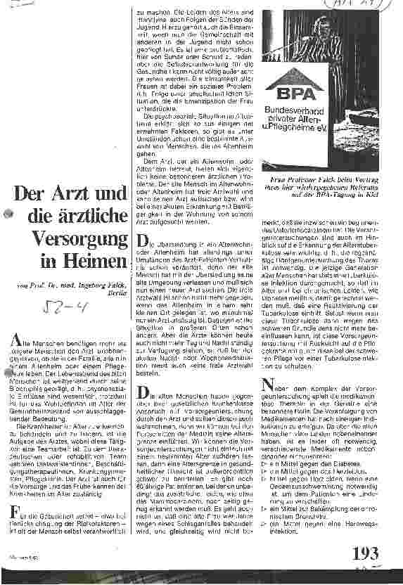 Vorschauseite 1: Der Arzt und die ärztliche Versorgung in Heimen
