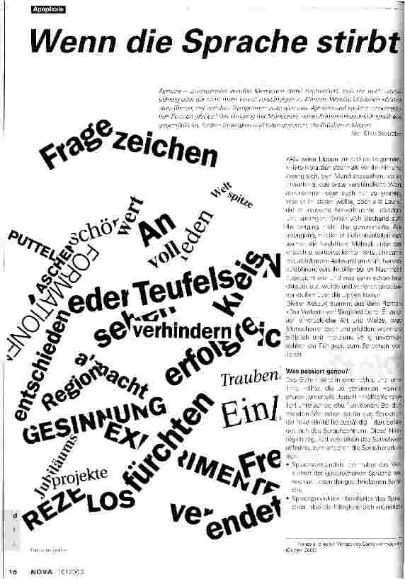 Vorschauseite 1: Wenn die Sprache stirbt Apoplexie