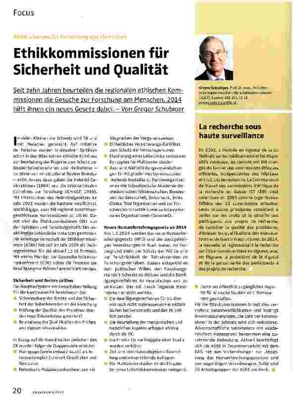 Vorschauseite 1: Ethikkommissionen für Sicherheit und Qualität