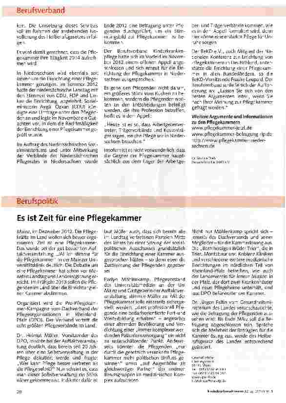 Vorschauseite 2: Von den besten Argumenten leiten lassen: Einsatz für Pflegekammern in den Bundesländern