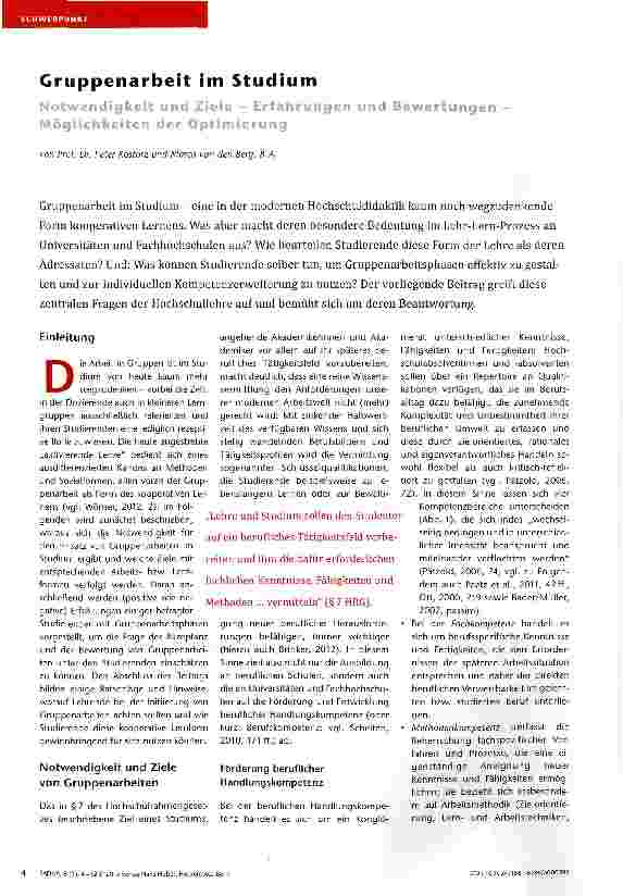 Vorschauseite 1: Gruppenarbeit im Studium