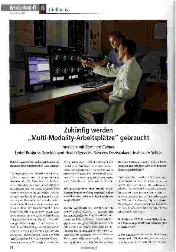 Vorschauseite 1: Zukünfig werden Multi-Modality-Arbeitsplätze gebraucht