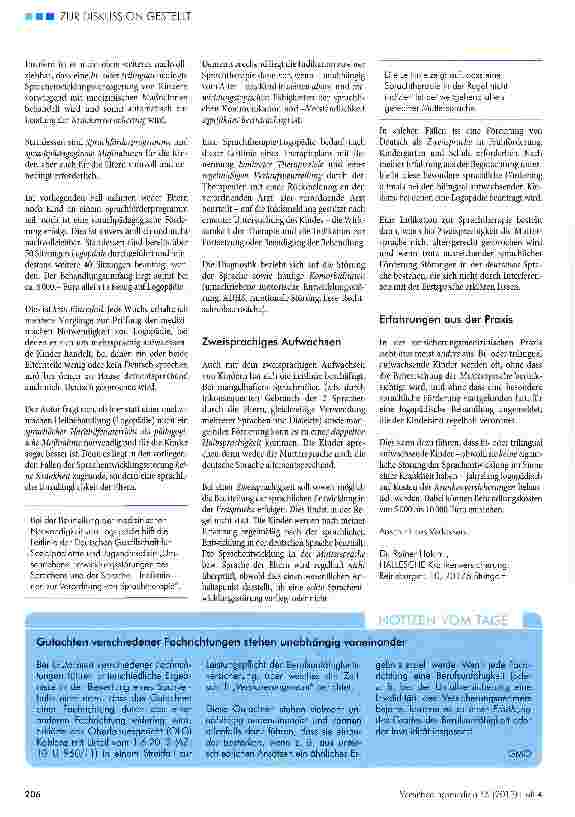 Vorschauseite 2: Umfangreiche logopädische Behandlung bei einem Kind, das dreisprachig aufwächst