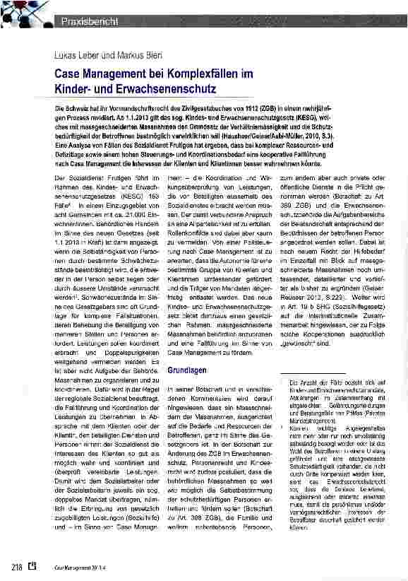 Vorschauseite 1: Gase Management bei Komplexfällen im Kinderund Erwachsenenschutz