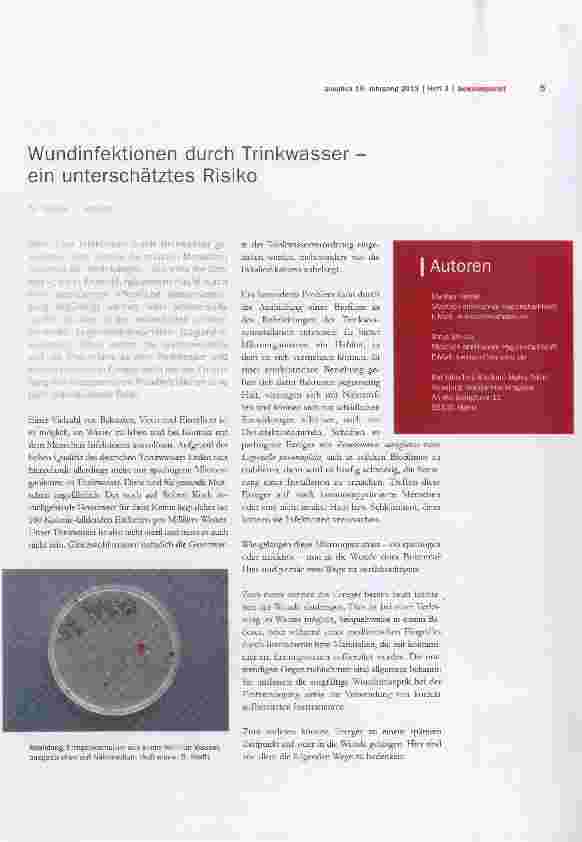 Vorschauseite 1: Wundinfektionen durch Trinkwasser ein unterschätztes Risiko