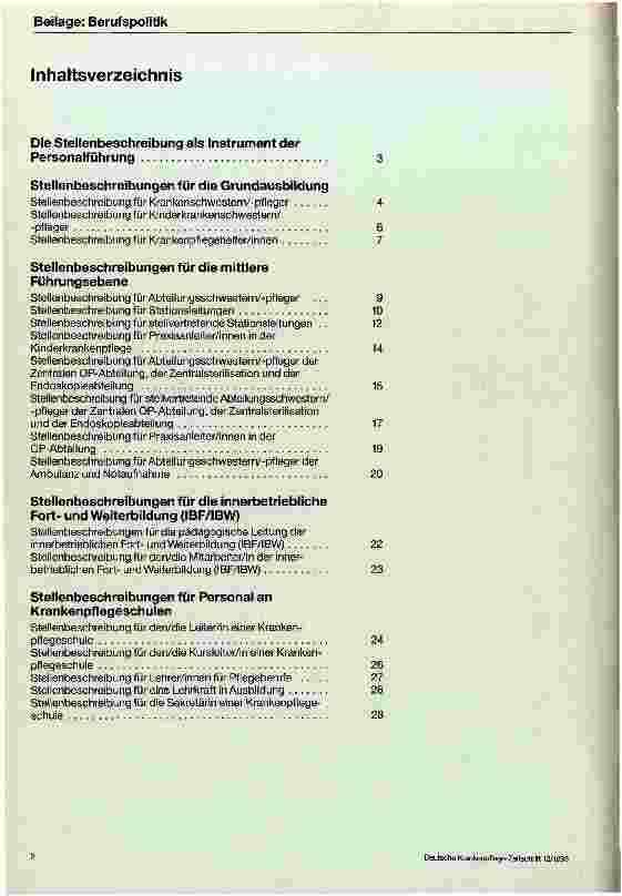 Vorschauseite 1: Die Stellenbeschreibung als Instrument der Personalführung Grundausbildung,mittlere Führungsebene, Fort-u.Weiterbildung, Schulpersonal