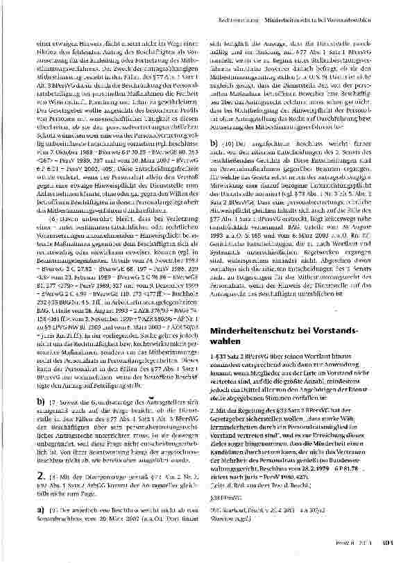 Vorschauseite 1: Minderheitenschutz bei Vorstandswahlen