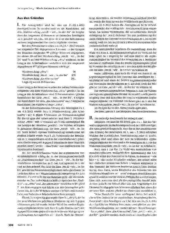 Vorschauseite 2: Minderheitenschutz bei Vorstandswahlen