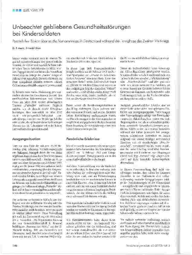Vorschauseite 1: Unbeachtet gebliebene Gesundheitsstörungen bei Kindersoldaten