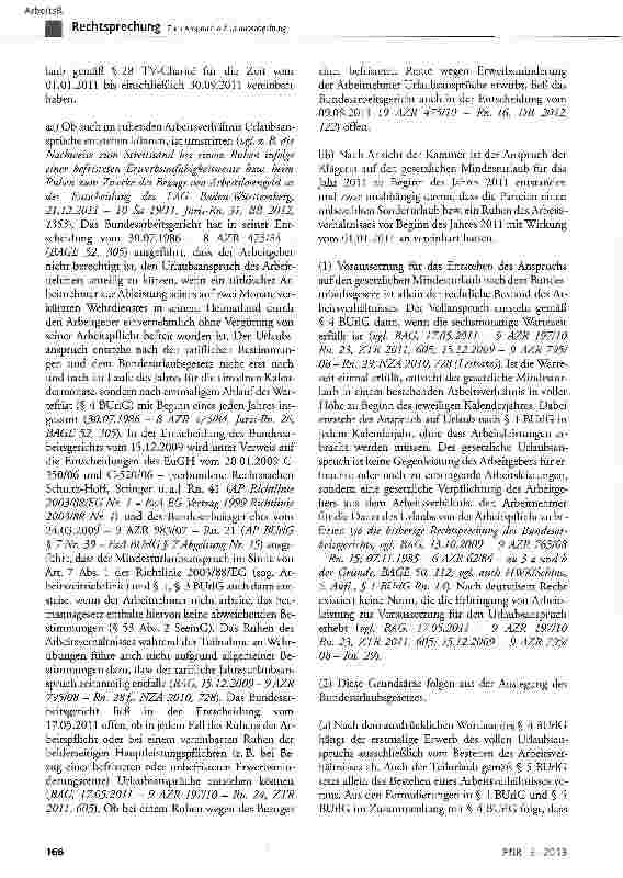Vorschauseite 3: Zum Anspruch auf Urlaubsabgeltung