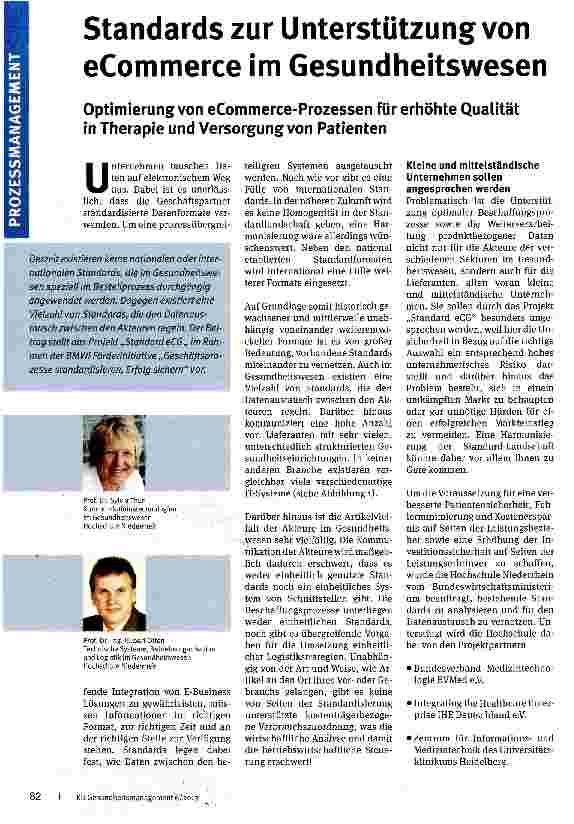 Vorschauseite 1: Standards zur Unterstützung von eCommerce im Gesundheitswesen