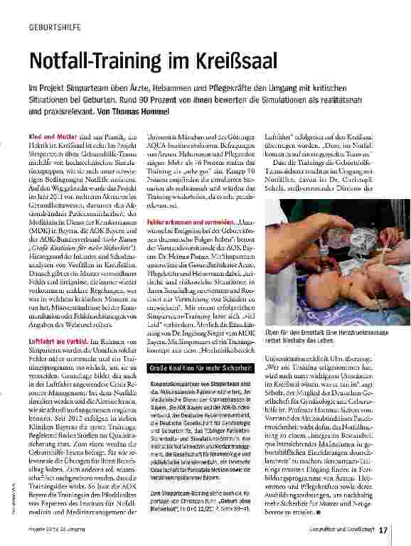 Vorschauseite 1: Notfall-Training im Kreißsaal