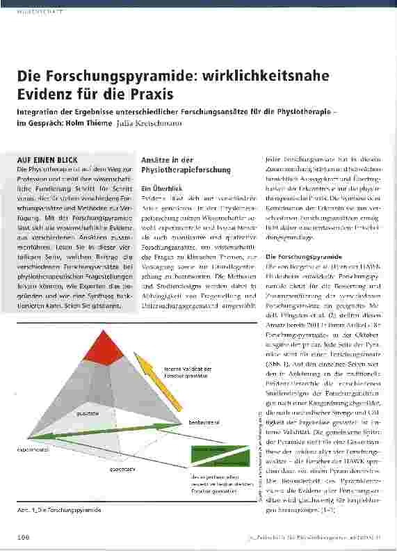 Vorschauseite 1: Die Forschungspyramide: wirklichkeitsnahe Evidenz für die Praxis