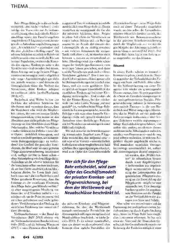 Vorschauseite 3: Der Pflege-Bahr: falsches Signal und untaugliches Geschäftsmodell