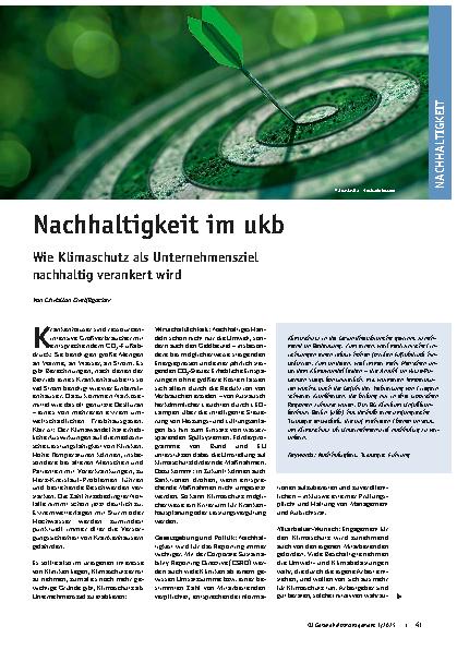 Vorschauseite 1: Nachhaltigkeit im ukb Wie Klimaschutz als Unternehmensziel nachhaltig verankert wird