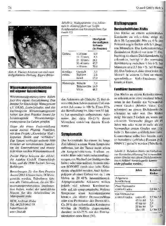 Vorschauseite 3: Darmkrebs-Update 2003 Vorsorge, Diagnostik und Therapie