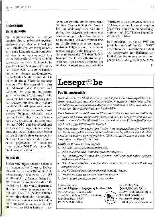 Vorschauseite 6: Darmkrebs-Update 2003 Vorsorge, Diagnostik und Therapie