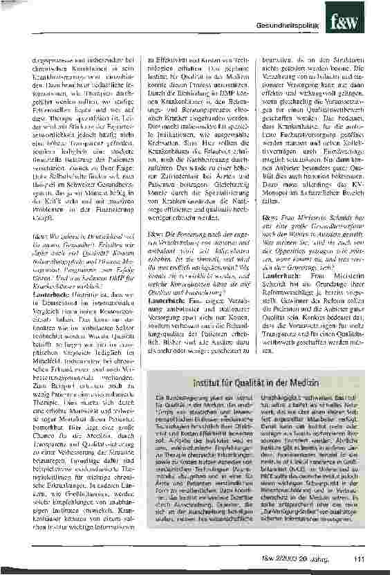 Vorschauseite 2: Gewinner der Reform sollen die Patienten und die Anbieter guter Qualität sein