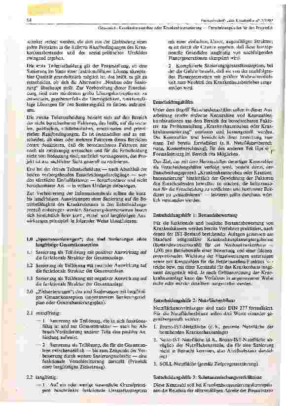 Vorschauseite 2: Krankenhausneubau oder Krankenhaussanierung ? Entscheidungshilfen für den Projektfall