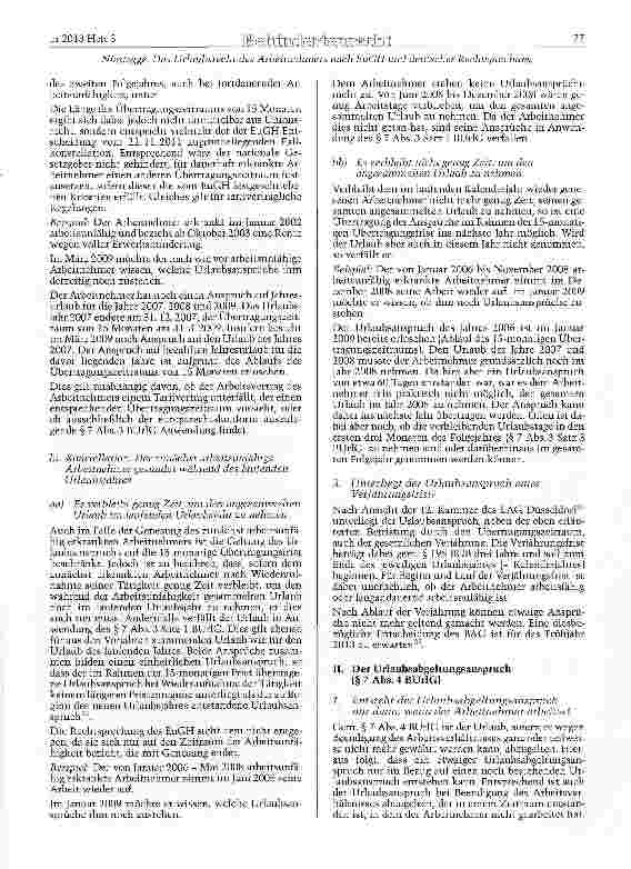 Vorschauseite 3: Das Urlaubsrecht des Arbeitnehmers nach den aktuellen Entscheidungen des EuGH und deren Umsetzung in der deutschen Rechtsprechung