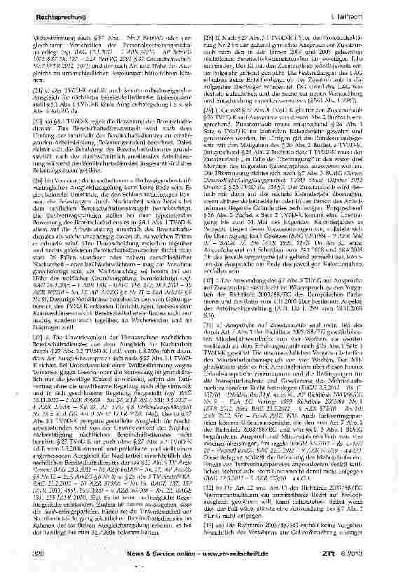 Vorschauseite 3: Zusatzurlaub für Nachtarbeit - nächtlicher Bereitschaftsdienst
