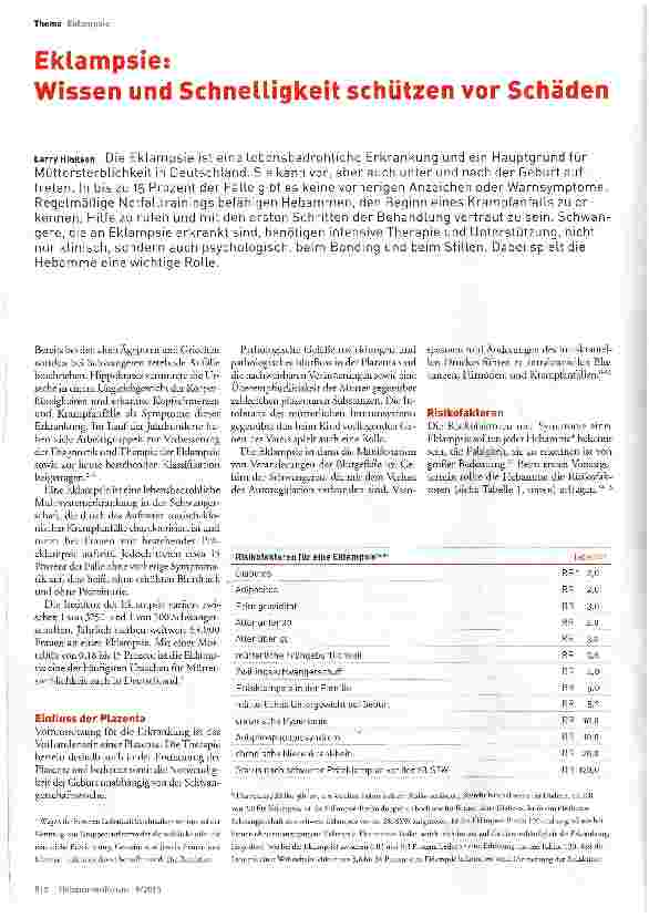 Vorschauseite 1: Eklampsie: Wissen und Schnelligkeit schützen vor Schäden
