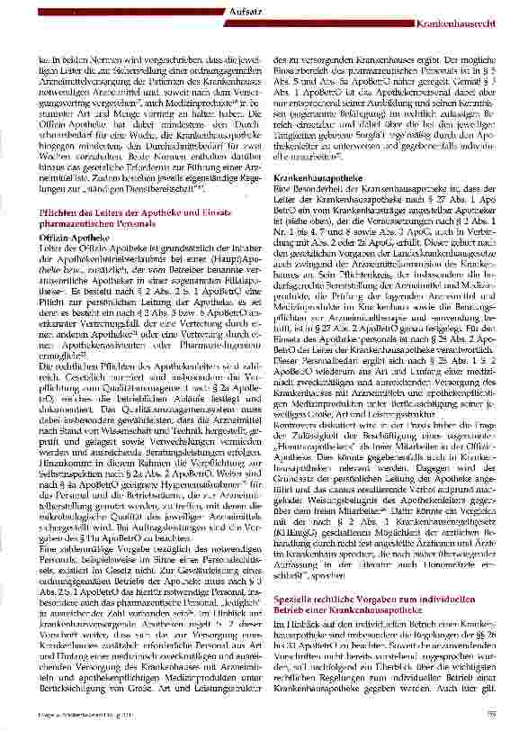 Vorschauseite 3: Apothekenrechtliches Basis-Wissen für Krankenhausträger
