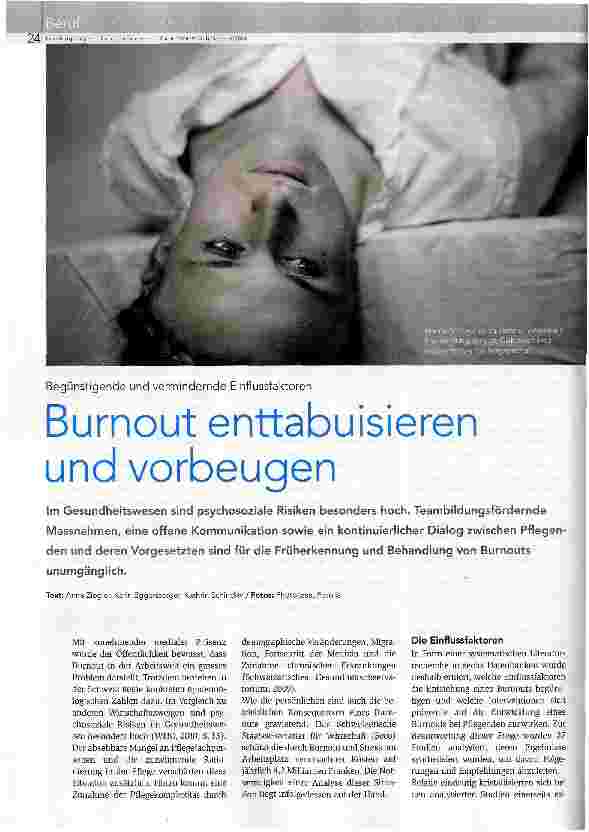 Vorschauseite 1: Burnout enttabuisieren und vorbeugen