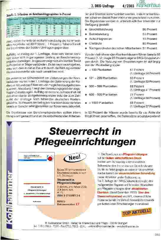 Vorschauseite 5: Vorbereitung der deutschen Krankenhäuser auf die G-DRG-Einführung Ergebnisse der 2. Umfrage der DRG-Research-Group, Universitätsklinikum Münster
