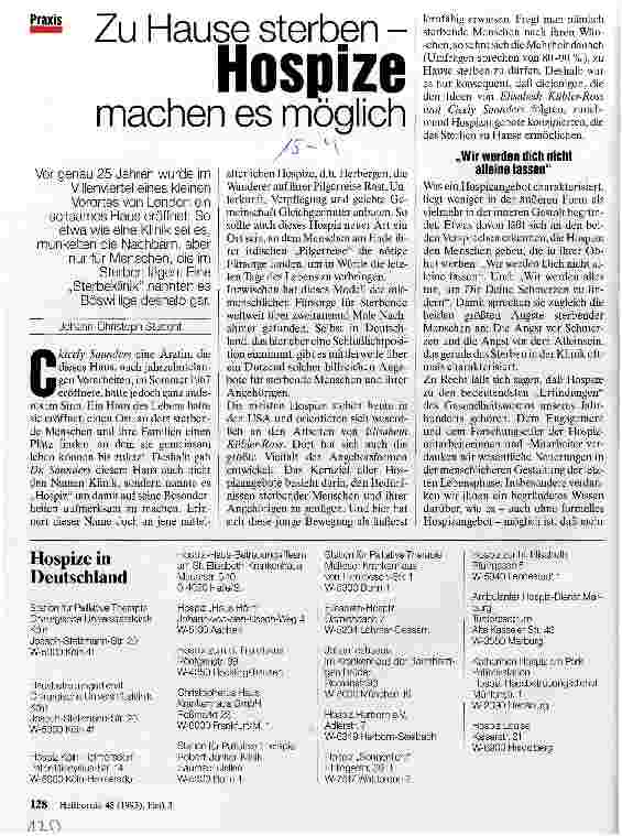Vorschauseite 1: Zu Hause sterben - Hospize machen es möglich