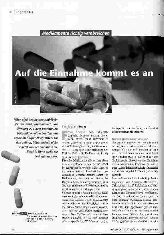 Vorschauseite 1: Auf die Einnahme kommt es an Medikamente richtig verabreichen
