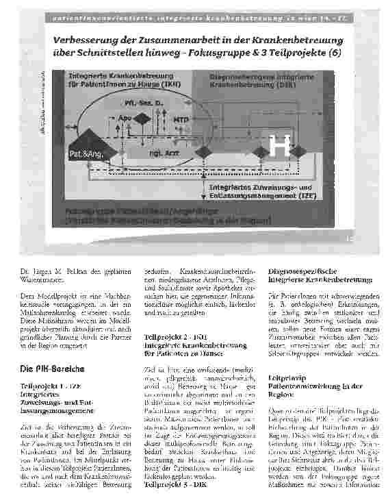 Vorschauseite 2: PIK - Patientenorientierte Integrierte Krankenbetreuung Schnittstellenmanagement und Vernetzung