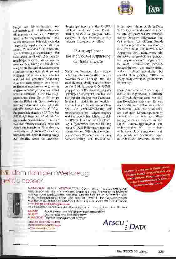 Vorschauseite 4: Leistung schon 2004 gerechter finanzieren Überarbeitung des Fallpauschalenkatalogs 2003