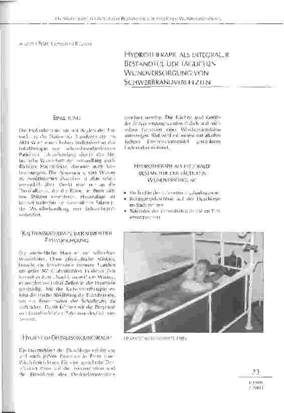 Vorschauseite 1: Hydrotherapie als integraler Bestandteil der täglichen Wundversorgung von Schwerbrandverletzten