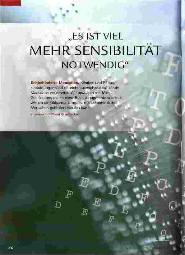 Vorschauseite 1: ES IST VIEL MEHR SENSIBILITÄT NOTWENDIG