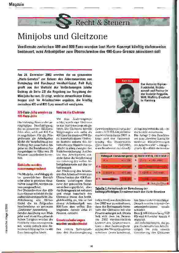 Vorschauseite 1: Minijobs und Gleitzone