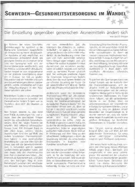 Vorschauseite 1: Die Einstellung gegenüber generischen Arzneimitteln ändert sich