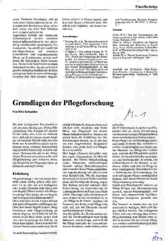 Vorschauseite 1: Grundlagen der Pflegeforschung