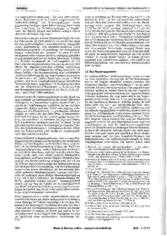 Vorschauseite 2: Zur Verfassungsmäßigkeit von Tariftreuepflicht und RepräsentativitätserfordernisAm Beispiel von §4 Abs. 2 i. V. m. §21 Abs. 1 und2TVgG NRW
